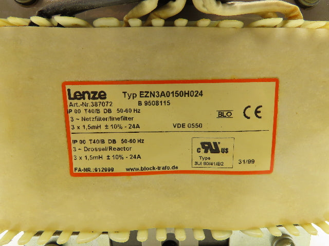 Lenze EZN3A0150H024 Line Filter For Servo Invertor 5 mH +/-10% 24A