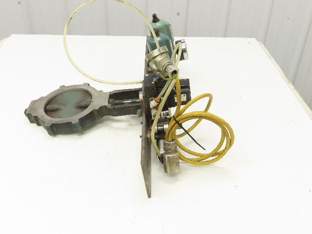 5" Wafer Style Steel Butterfly Valve 120V Pneumatic Solenoid Actuator Assembly