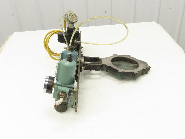 5" Wafer Style Steel Butterfly Valve 120V Pneumatic Solenoid Actuator Assembly