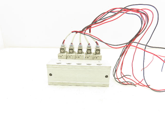 SMC SYJ714-5HZ Pneumatic 5-Station Manifold 3/2 Solenoid Valves 24VDC 1/8" Ports