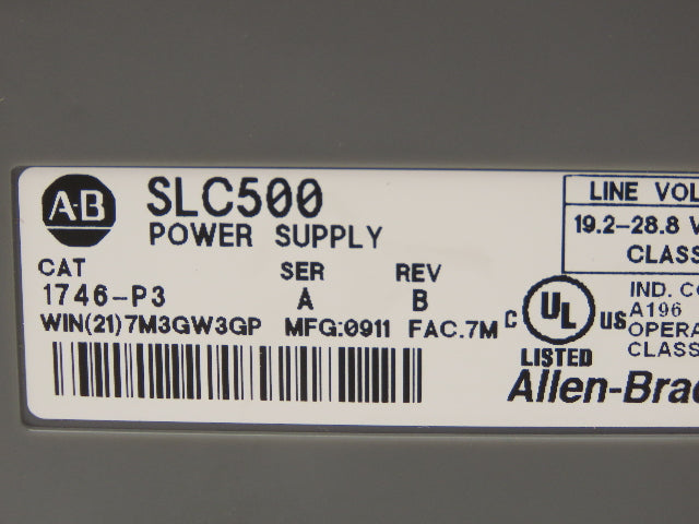 Allen Bradley 1746-P3 SLC 500 Power Supply Rev B Series A 24VDC 3.6A