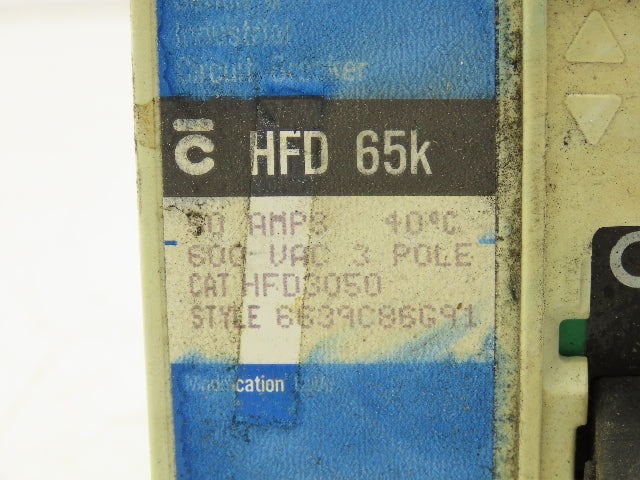 Westinghouse HFD3050 Industrial Circuit Breaker 50 Amp 600V 3 Pole