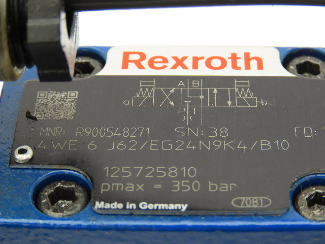 Rexroth 4WEH 10 E47/6EG24N9ETK4/B10 Directional Solenoid Valve 24VDC 4WE6J62