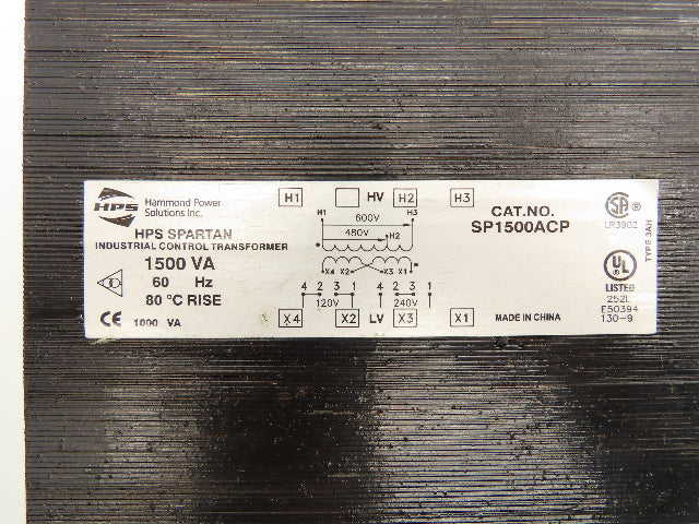 HPS Spartan SP1500ACP Industrial Control Transformer 1,500VA 600V