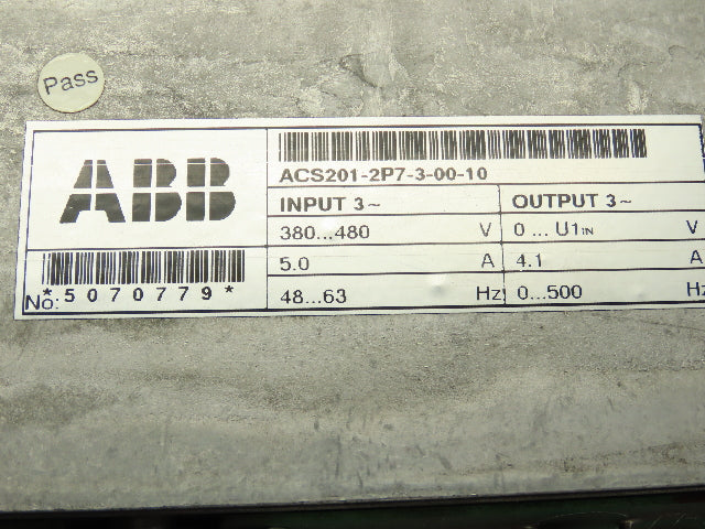 ABB ACS201-2P7-3-00-10 ACS 200 AC VFD Drive 480V 10A Broken Missing Cover