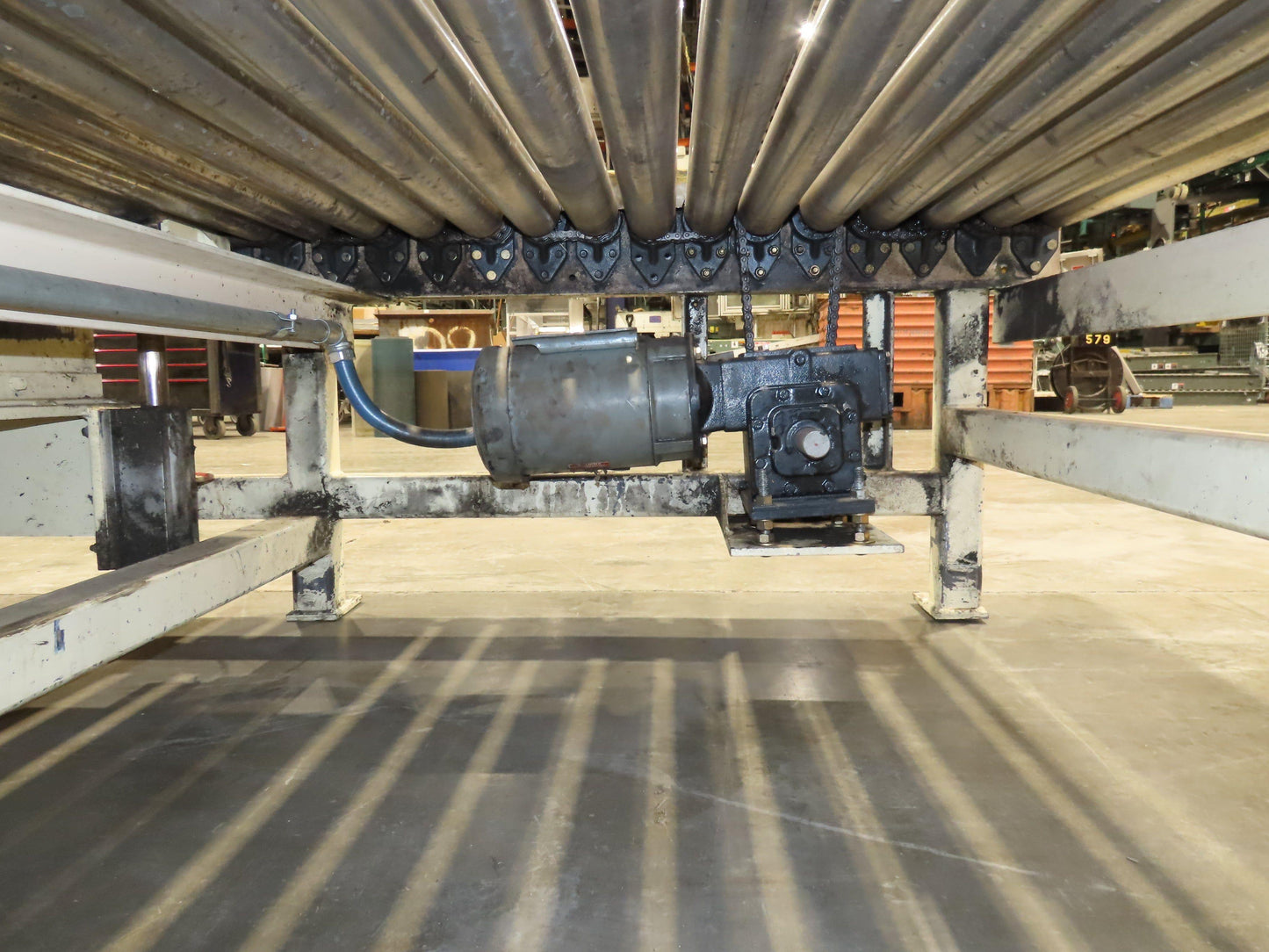 54"x 12' Pallet Transfer Conveyor 2.5" Roller 460V Chain Drive 60 FPM