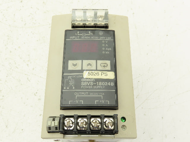 Omron S8VS-18024B Switch Mode Power Supply In 100-240VAC Out 24VDC 7.5A