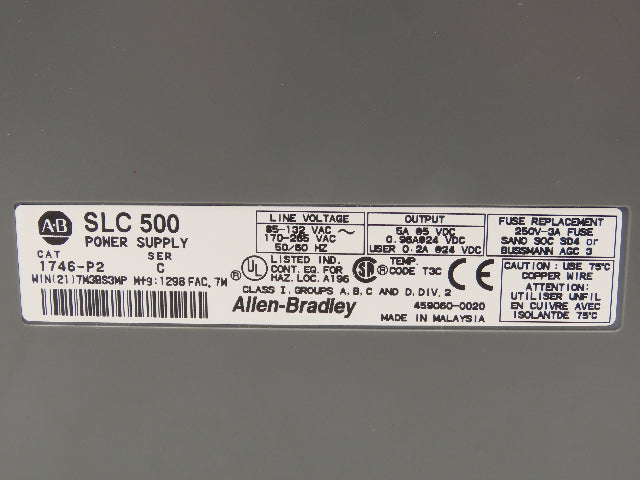 Allen Bradley 1746-P2 SLC 500 PLC Module Power Supply Series C
