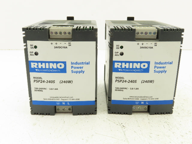 Automation Direct PSP24-240S Rhino Industrial Power Supply 24VDC 10A Lot of 2