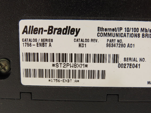 Allen Bradley 1756-ENBT Ethernet/IP Communications Bridge F/W REV 3.3 Series A