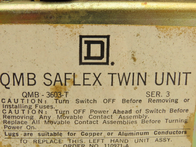 Square D QMB-3603-T Fusible Panelboard Disconnect Switch Twin 30A 600V Lot of 2