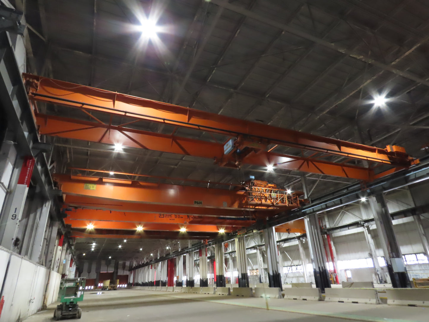 Cleveland Tramrail P&H 10 Ton Double Girder Top Running Bridge Crane 76' Span