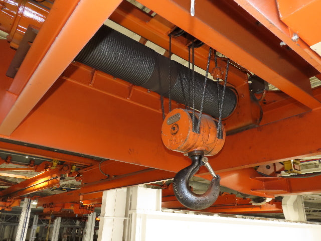 Cleveland Tramrail P&H 15 Ton Double Girder Underhung Bridge Crane 43' Span