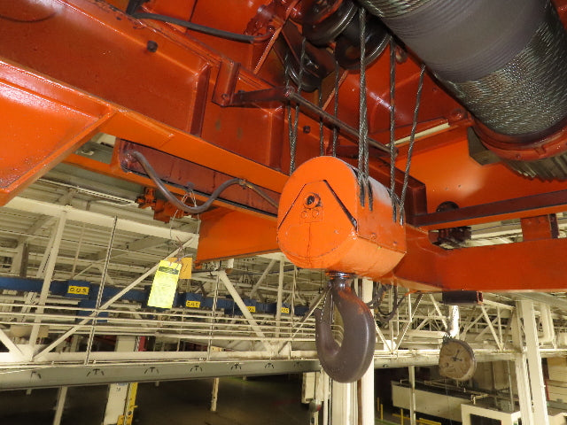 Cleveland Tramrail P&H 10 Ton Double Girder Underhung Bridge Crane 43' Span