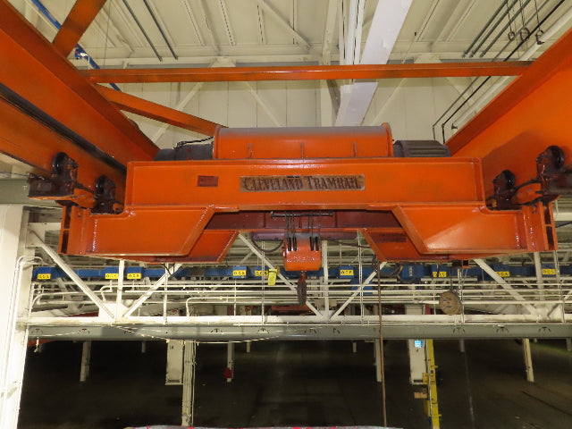 Cleveland Tramrail P&H 10 Ton Double Girder Underhung Bridge Crane 43' Span