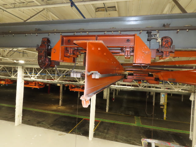 Cleveland Tramrail P&H 10 Ton Double Girder Underhung Bridge Crane 43' Span