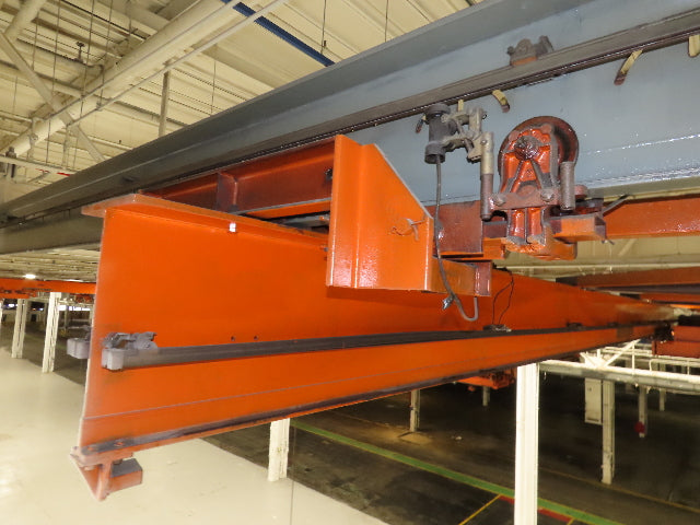 Cleveland Tramrail P&H 10 Ton Double Girder Underhung Bridge Crane 43' Span