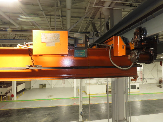 Cleveland Tramrail P&H 10 Ton Double Girder Underhung Bridge Crane 43' Span