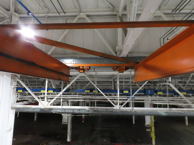 Cleveland Tramrail P&H 10 Ton Double Girder Underhung Bridge Crane 43' Span
