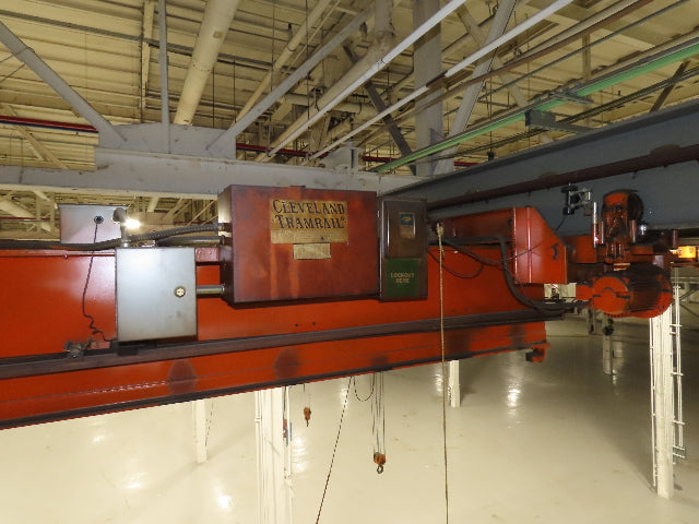 Cleveland Tramrail P&H 10 Ton Double Girder Underhung Bridge Crane 43' Span