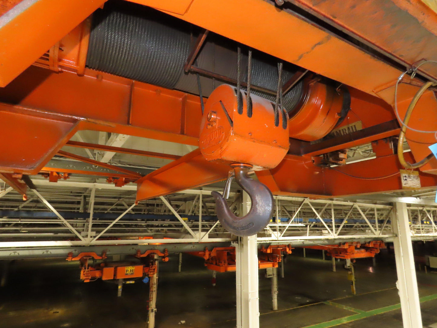 Cleveland Tramrail P&H 10 Ton Double Girder Underhung Bridge Crane 43' Span