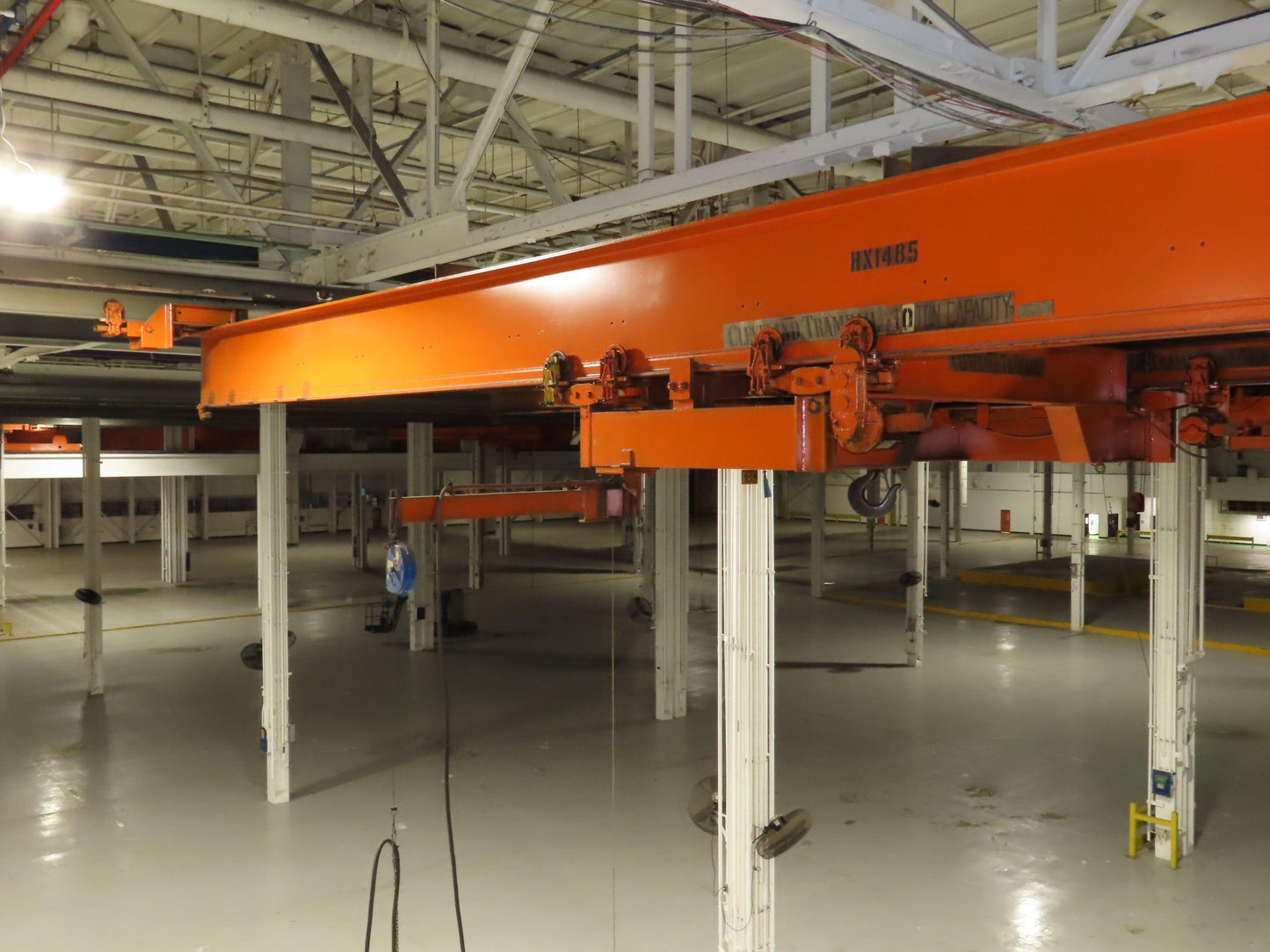 Cleveland Tramrail P&H 10 Ton Double Girder Underhung Bridge Crane 43' Span