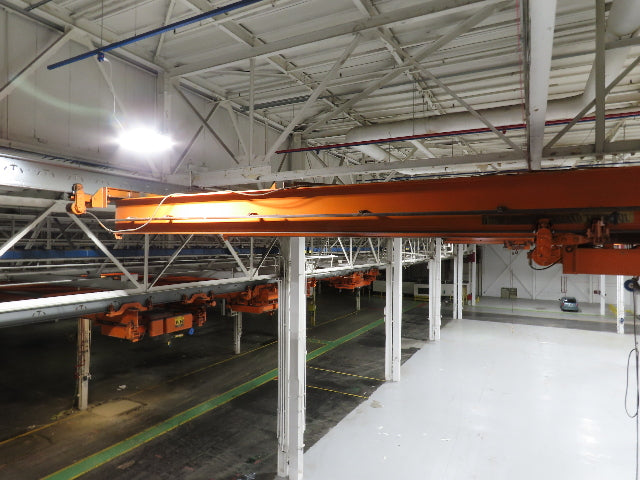Cleveland Tramrail P&H 10 Ton Double Girder Underhung Bridge Crane 43' Span