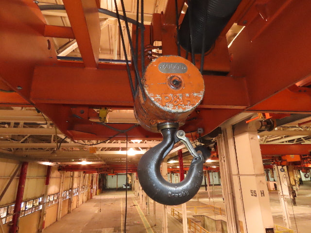 Cleveland Tramrail P&H 15 Ton Double Girder Underhung Bridge Crane 34' 10" Span