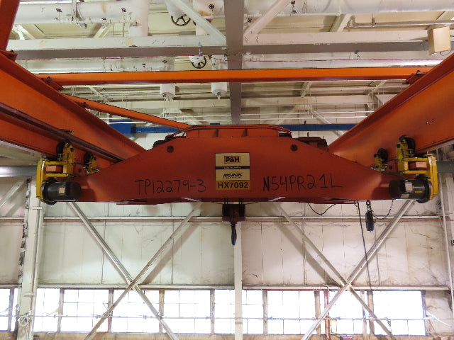 Cleveland Tramrail P&H 15 Ton Double Girder Underhung Bridge Crane 34' 10" Span