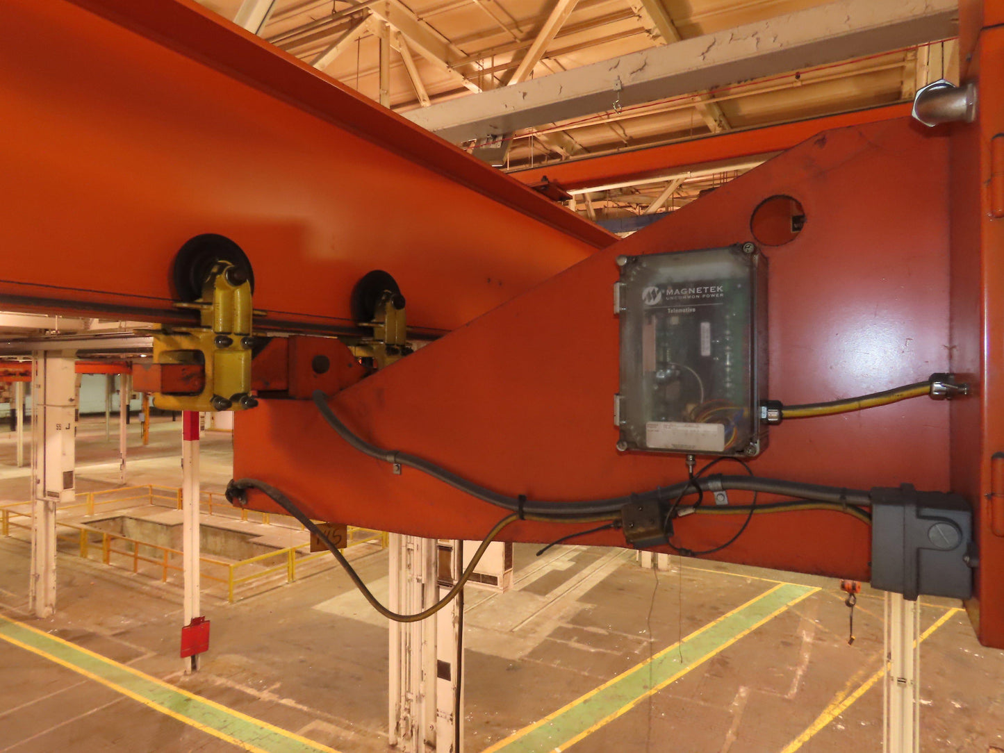 Cleveland Tramrail P&H 15 Ton Double Girder Underhung Bridge Crane 34' 10" Span