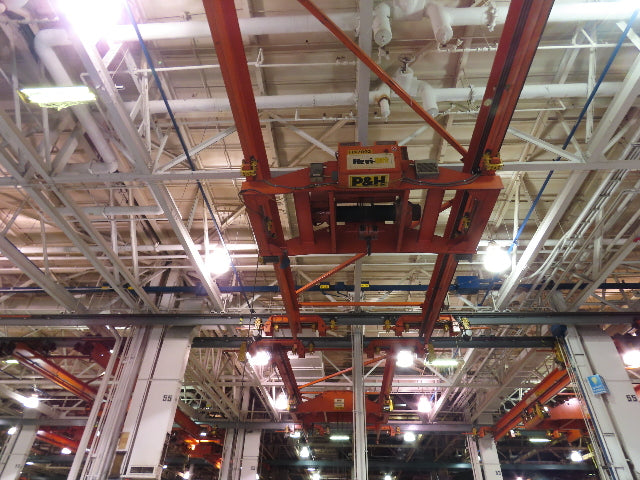 Cleveland Tramrail P&H 15 Ton Double Girder Underhung Bridge Crane 34' 10" Span