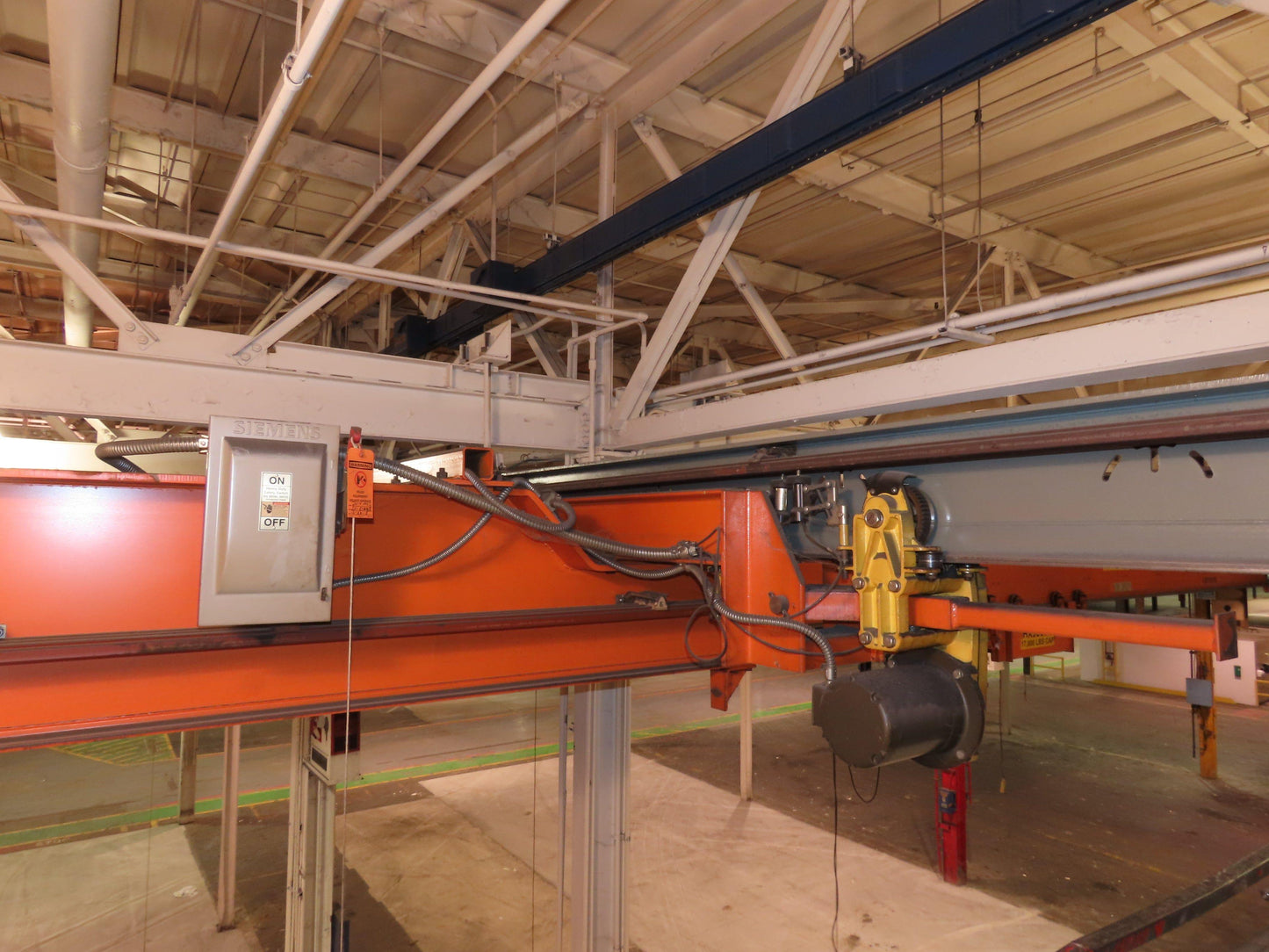 Cleveland Tramrail P&H 15 Ton Double Girder Underhung Bridge Crane 34' 10" Span