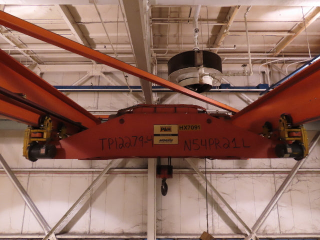 Cleveland Tramrail P&H 15 Ton Double Girder Underhung Bridge Crane 34' 10" Span
