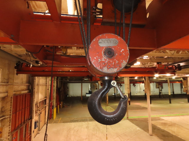 Cleveland Tramrail P&H 15 Ton Double Girder Underhung Bridge Crane 34' 10" Span
