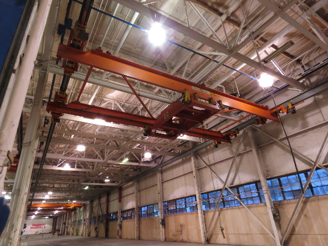 Cleveland Tramrail P&H 15 Ton Double Girder Underhung Bridge Crane 34' 10" Span