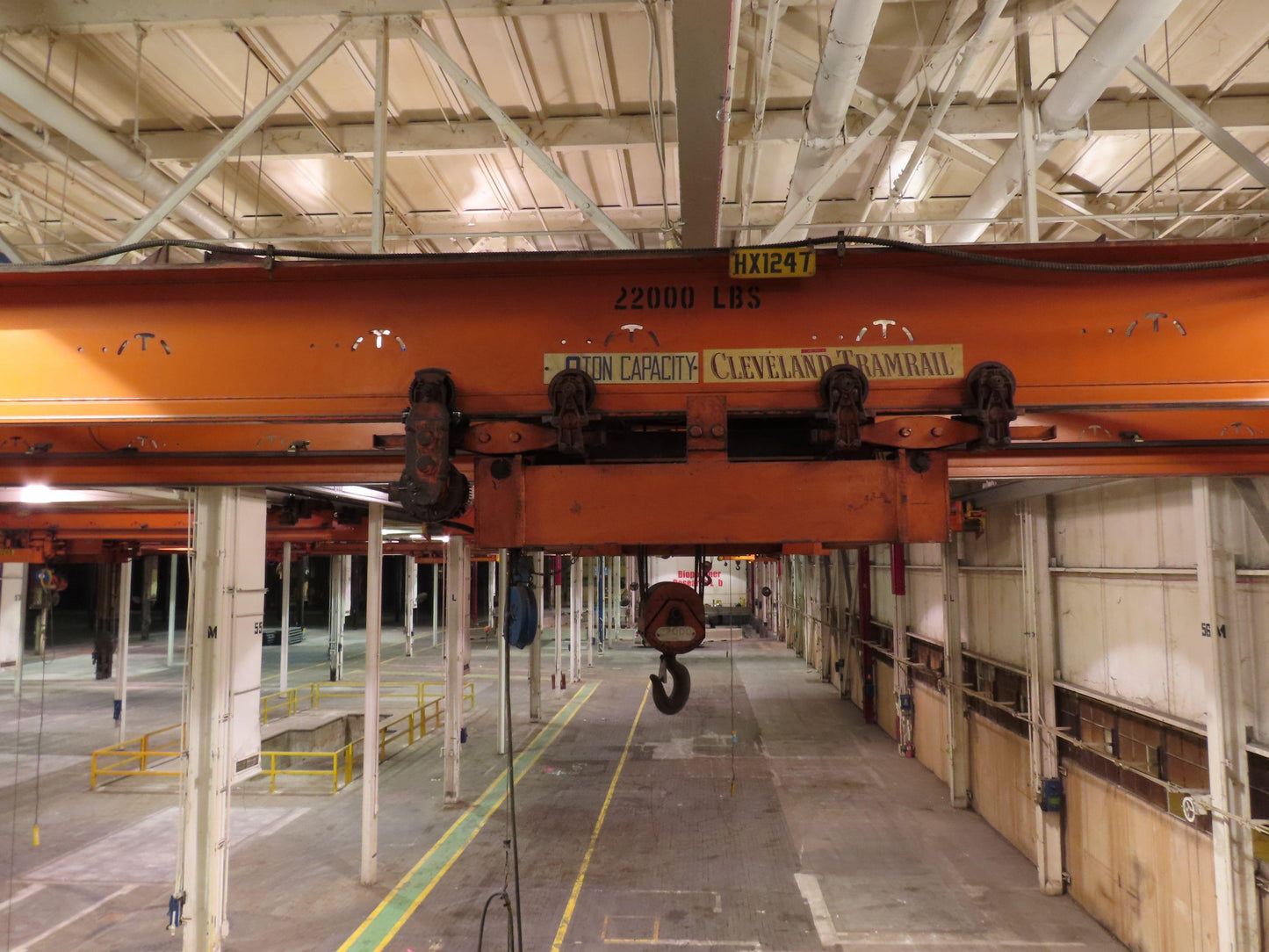Cleveland Tramrail P&H 11 Ton Double Girder Underhung Bridge Crane 34' 10" Span