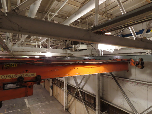 Cleveland Tramrail P&H 11 Ton Double Girder Underhung Bridge Crane 34' 10" Span