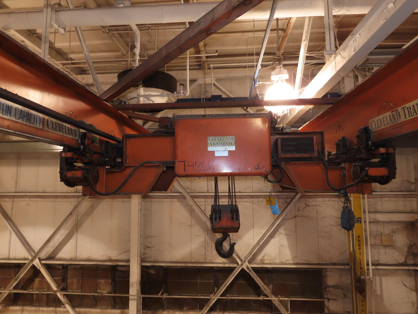 Cleveland Tramrail P&H 11 Ton Double Girder Underhung Bridge Crane 34' 10" Span