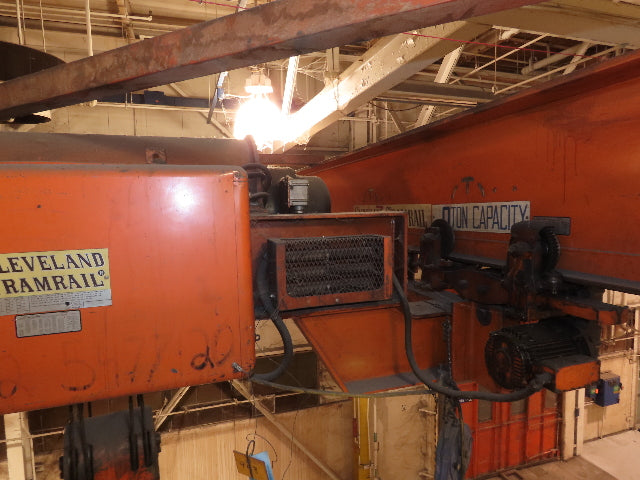 Cleveland Tramrail P&H 11 Ton Double Girder Underhung Bridge Crane 34' 10" Span