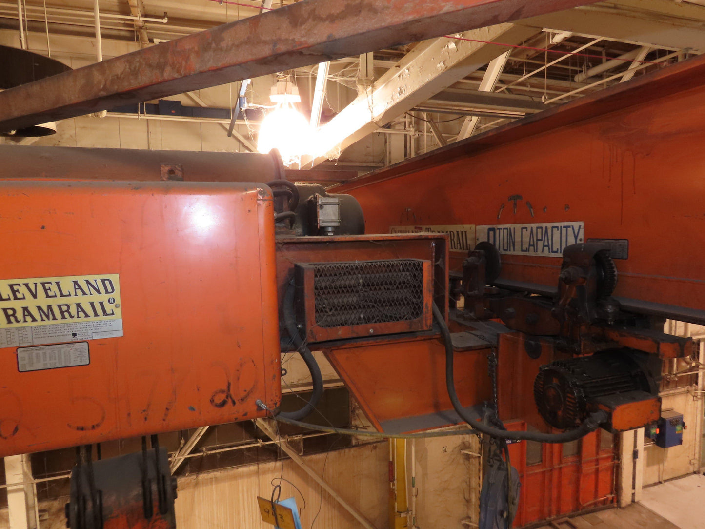 Cleveland Tramrail P&H 11 Ton Double Girder Underhung Bridge Crane 34' 10" Span