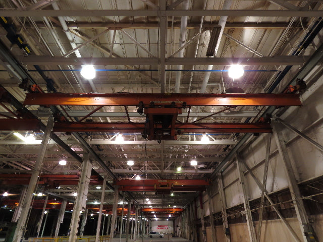 Cleveland Tramrail P&H 11 Ton Double Girder Underhung Bridge Crane 34' 10" Span