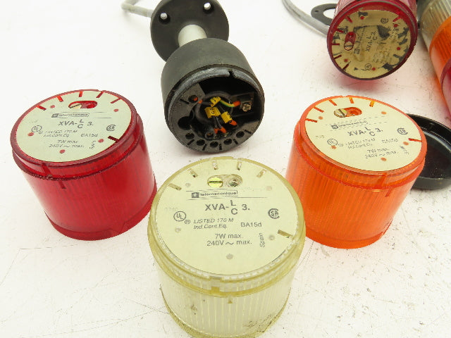 Telemecanique XVA-LC3 Stack Light Tower Red-Amber-White w/Base Lot Of 7