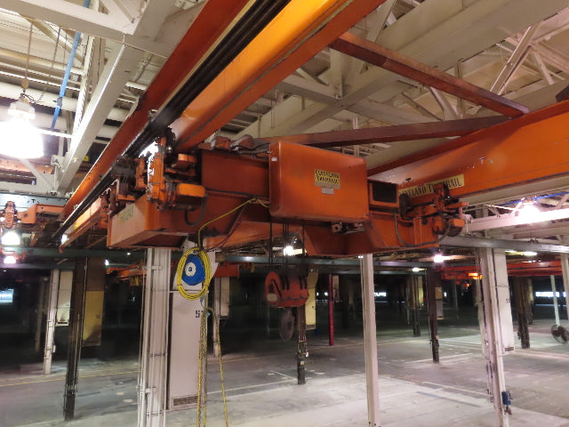 Cleveland Tramrail P&H 11 Ton Double Girder Underhung Bridge Crane 34' 10" Span