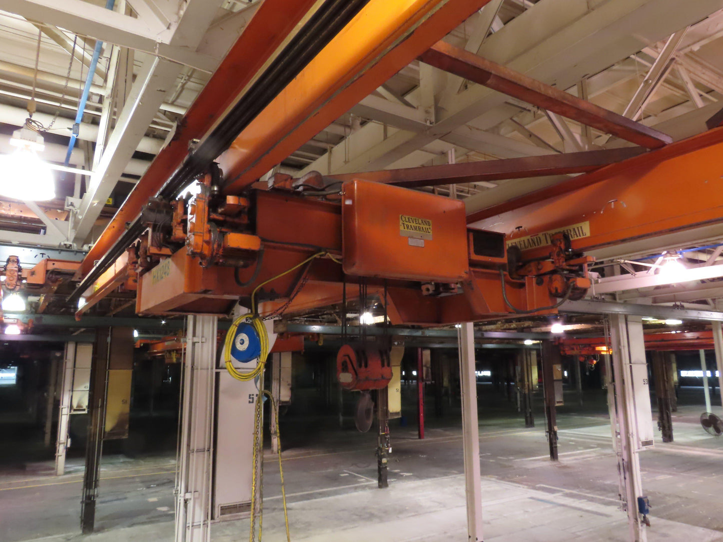 Cleveland Tramrail P&H 11 Ton Double Girder Underhung Bridge Crane 34' 10" Span