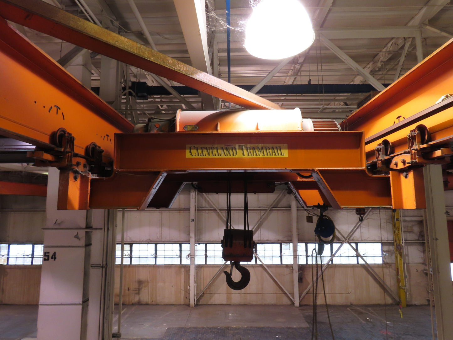 Cleveland Tramrail P&H 11 Ton Double Girder Underhung Bridge Crane 34' 10" Span