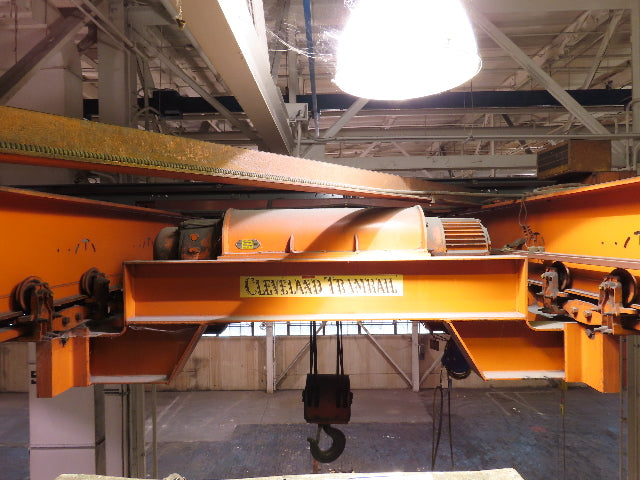 Cleveland Tramrail P&H 11 Ton Double Girder Underhung Bridge Crane 34' 10" Span