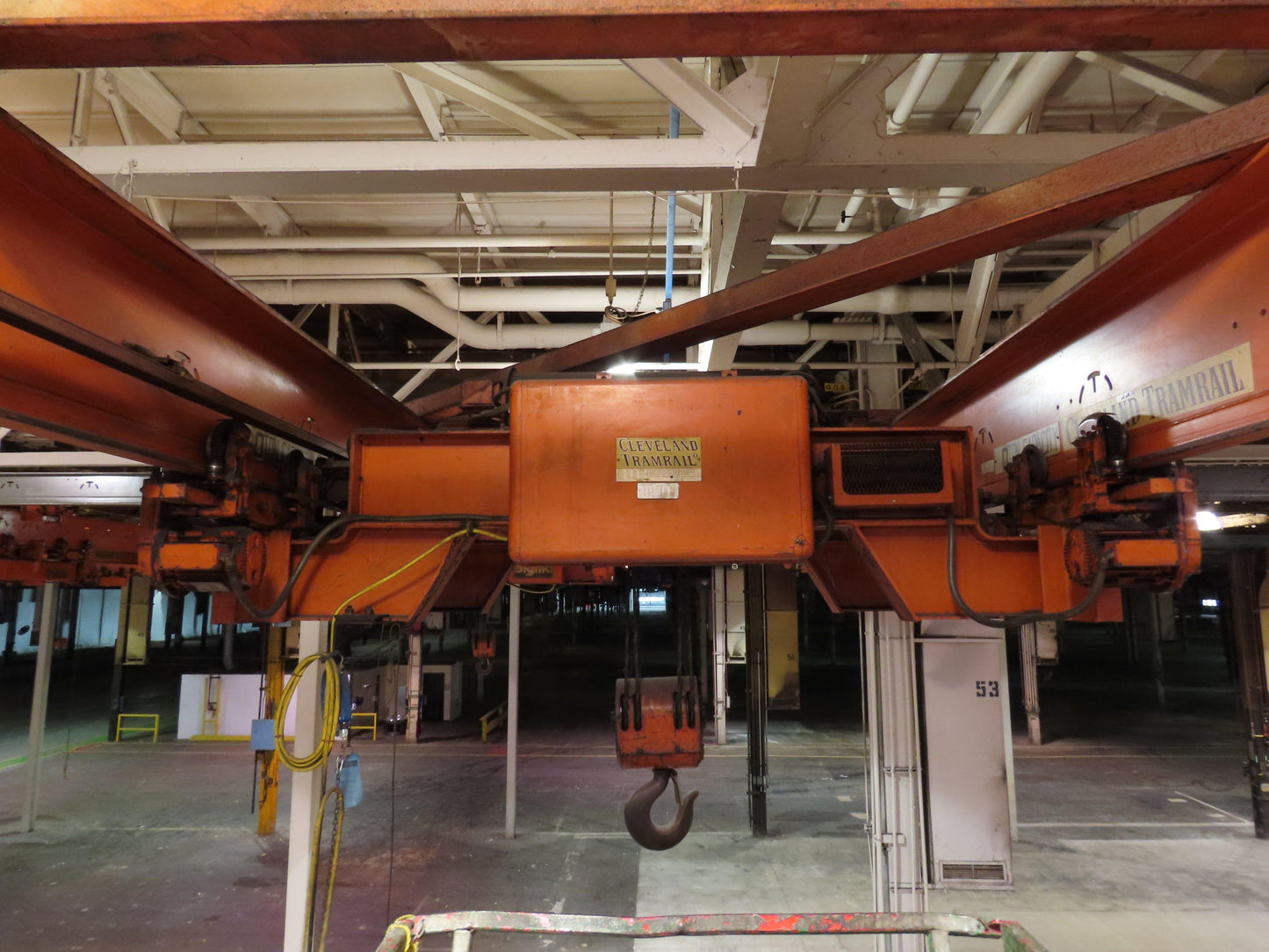 Cleveland Tramrail P&H 11 Ton Double Girder Underhung Bridge Crane 34' 10" Span