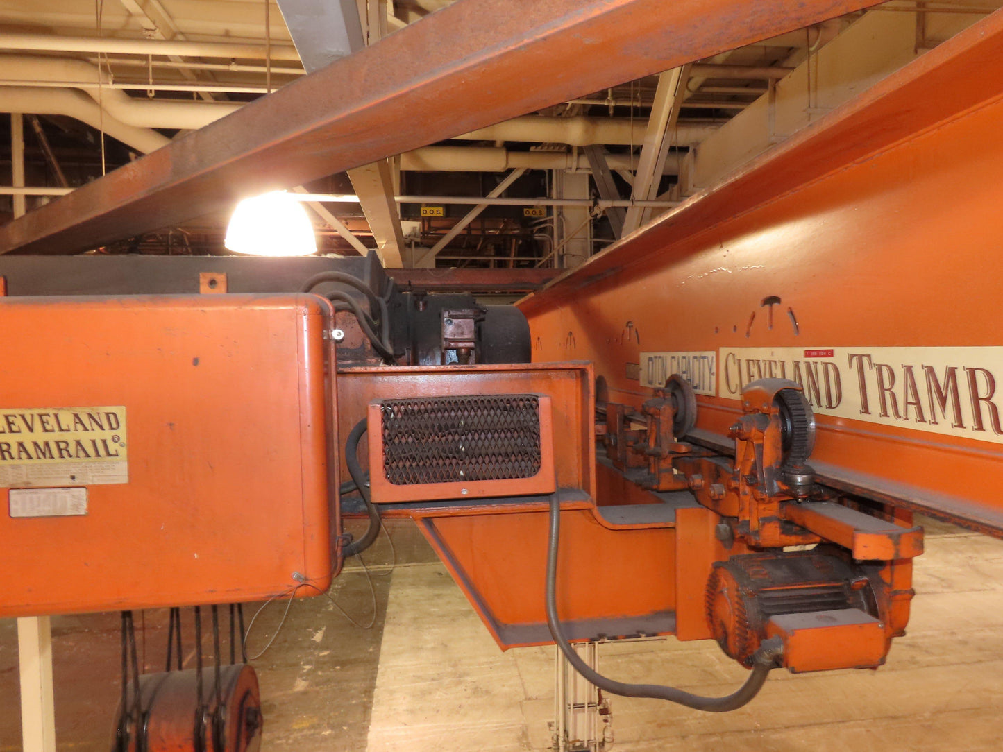 Cleveland Tramrail P&H 11 Ton Double Girder Underhung Bridge Crane 34' 10" Span