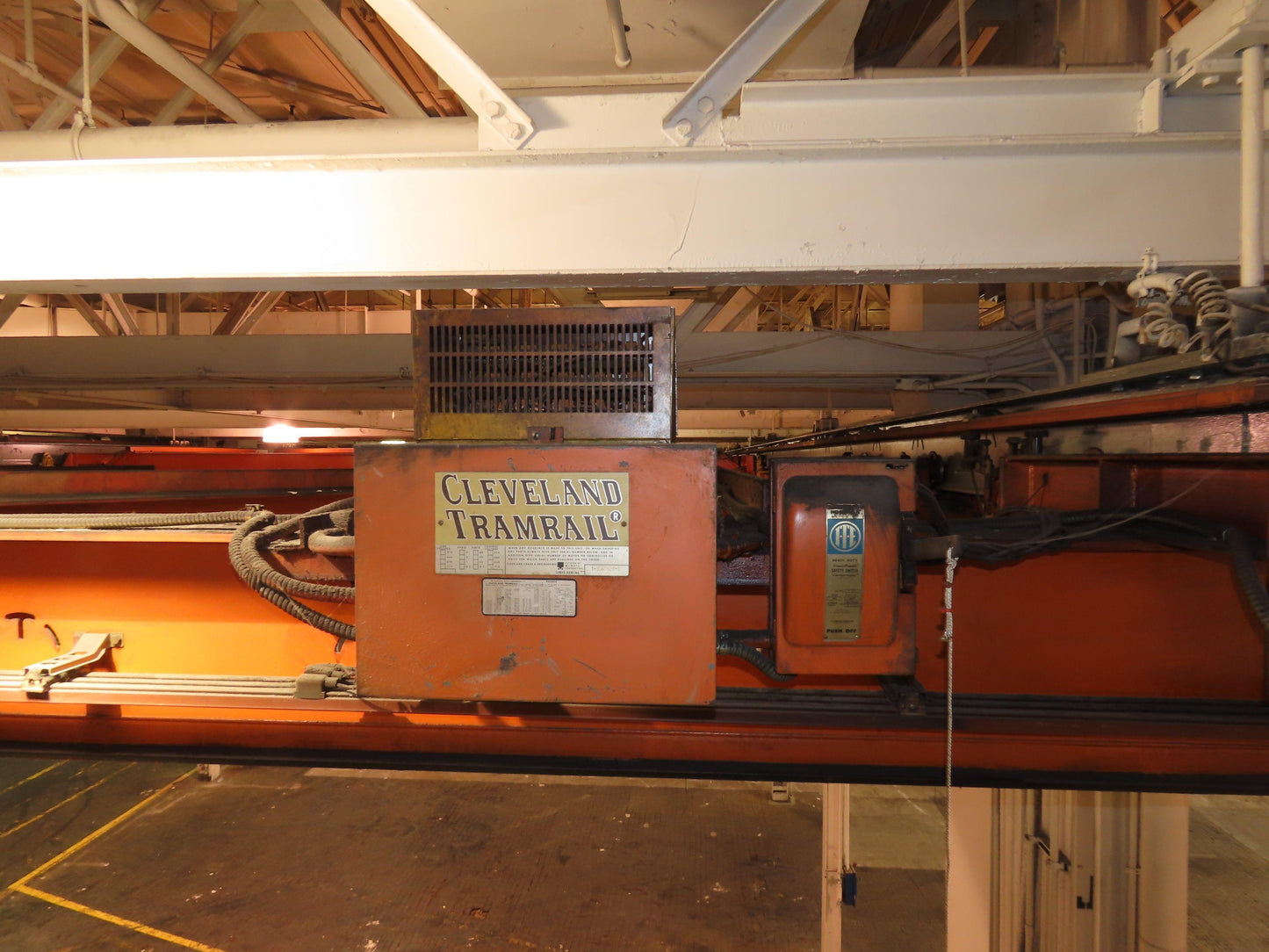 Cleveland Tramrail P&H 15 Ton Double Girder Underhung Bridge Crane 34' 10" Span
