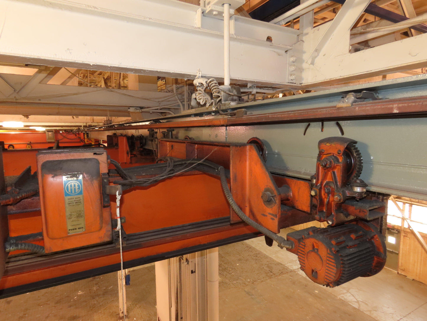 Cleveland Tramrail P&H 15 Ton Double Girder Underhung Bridge Crane 34' 10" Span